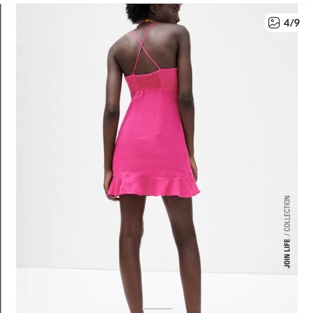 Pink linen Slip Dress - Picture 2 of 7